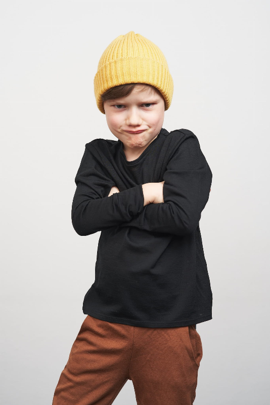 Longsleeve merino wool black for children - Paterns image 2