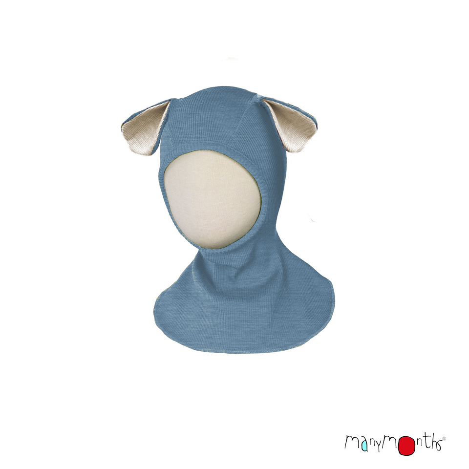 Manymonths hood with Puppy Ears Blue Mist - ManyMonths image 1