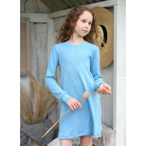 Merino wool kids dress - Green Rose image 3