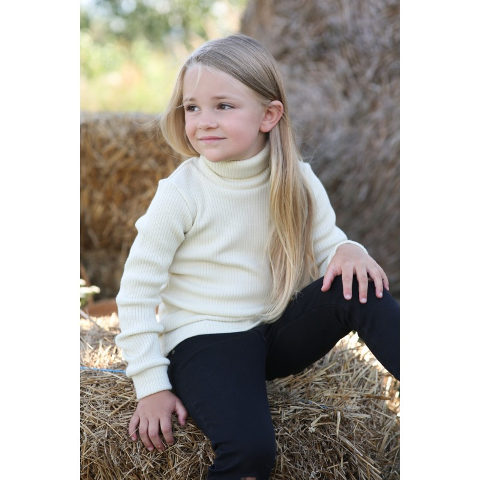 Green rose rib merino wool turtleneck sweater for kids - Green Rose image 2