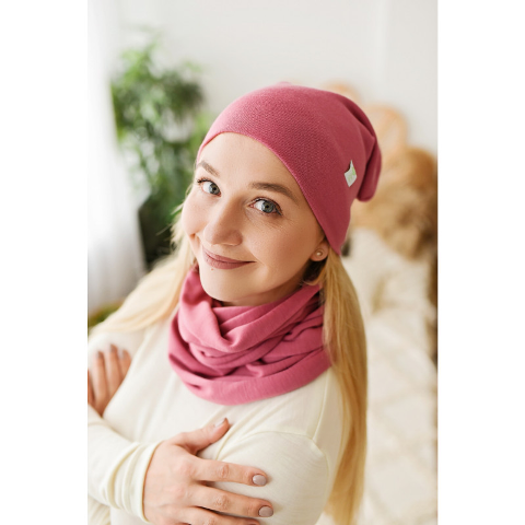 Merino wool infinity tube for women - Green Rose image 3