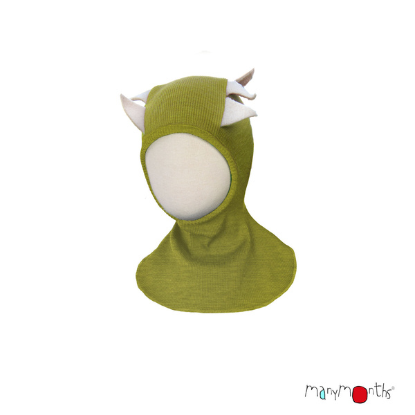 ManyMonths hood Dino Pea Pure merino wool - ManyMonths image 1
