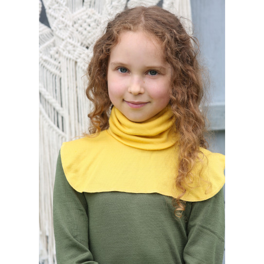 Merino wool turtleneck scarf for children - Green Rose image 1