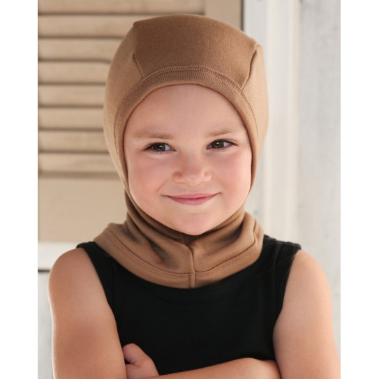 Merino wool hat  with neckwarmer for children - Green Rose image 1