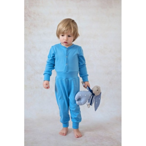 one-piece merino wool pyjamas for kids - Green Rose image 1