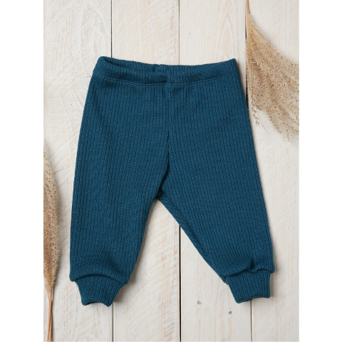 Green rose rib merino wool pants for children - Green Rose image 2