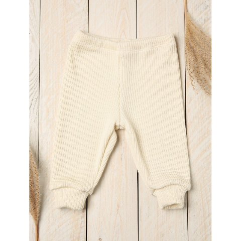 Green rose rib merino wool pants for children - Green Rose image 3