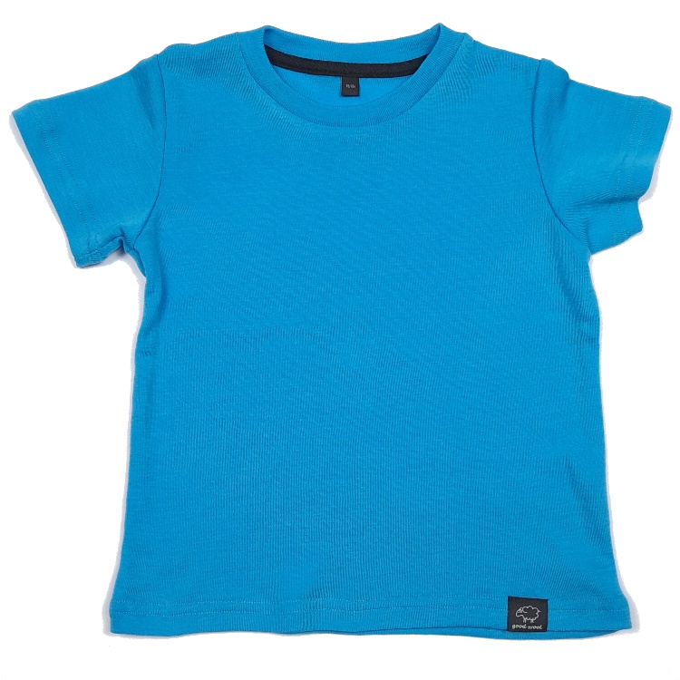 Kids t-shirt merino wool  teal - Good Wool image 1