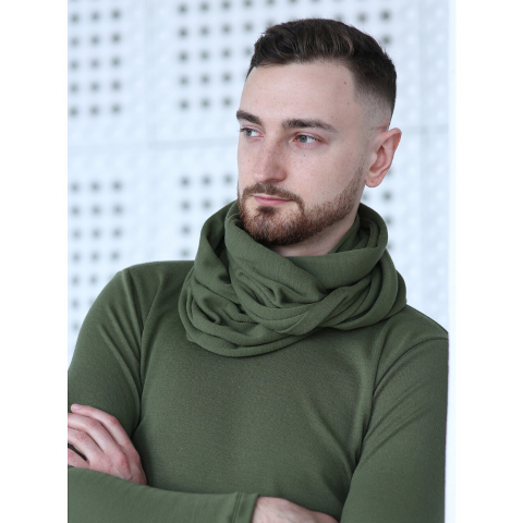 Merino wool infinity tube for men - Green Rose image 2