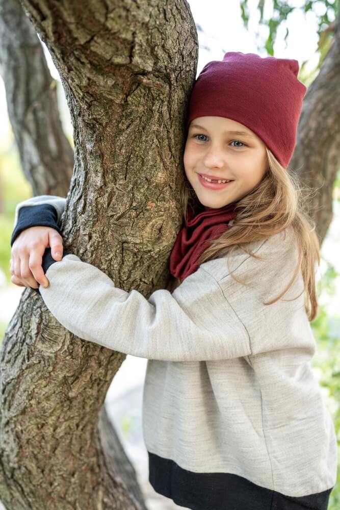 Merino wool kids hat burgundy - MeriTales image 3